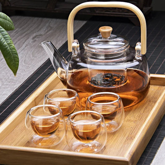 "1L Borosilicate Teapot & 50ml Teacup Set"